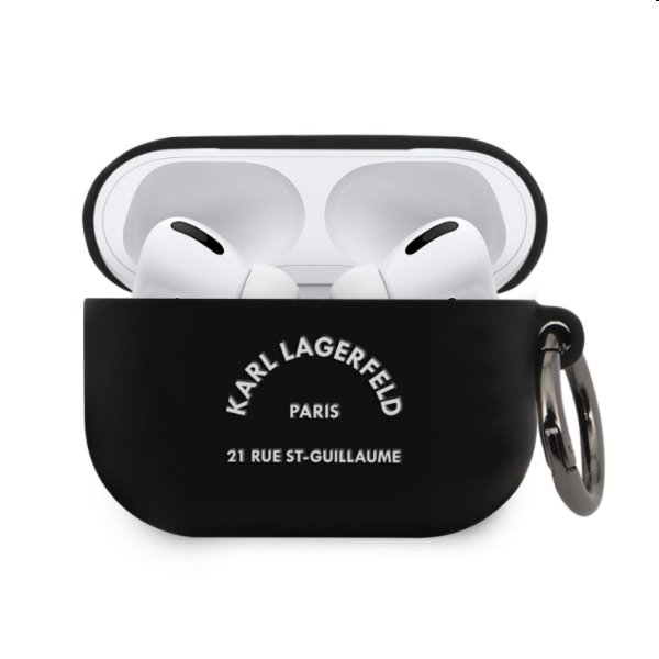 Karl Lagerfeld Rue St Guillaume silikónový obal pre Apple AirPods Pro, čierny 57983103060