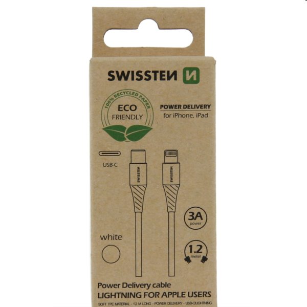 Swissten Data Cable Textile USB-C  Lightning 1,2 m, biely 71505301ECO