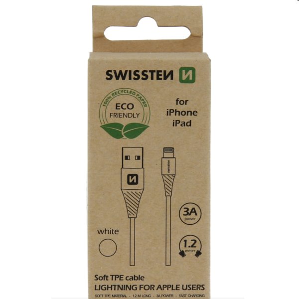 Swissten Data Cable Textile USB  Lightning 1,2 m, biely 71502301ECO