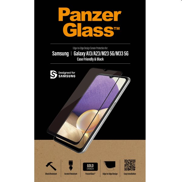 Ochranné temperované sklo PanzerGlass Case Friendly pre Samsung Galaxy A13, A13 5G, M23 5G, M33 5G, čierna 7306