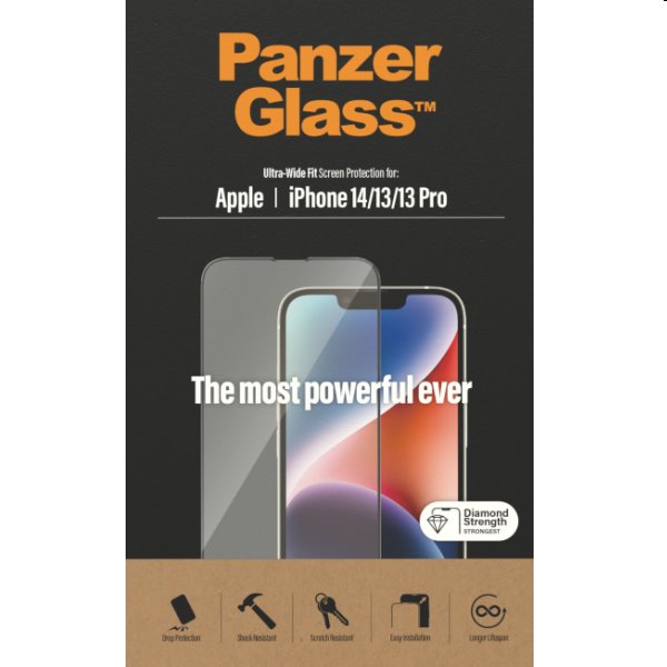 Ochranné sklo PanzerGlass UWF AB pre Apple iPhone 14, 13, 13 Pro, čierna 2771