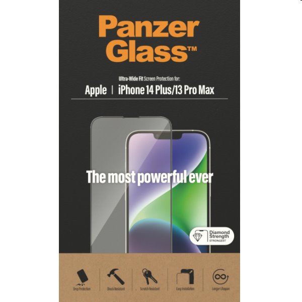 Ochranné sklo PanzerGlass UWF AB pre Apple iPhone 14 Plus, 13 Pro Max, čierna