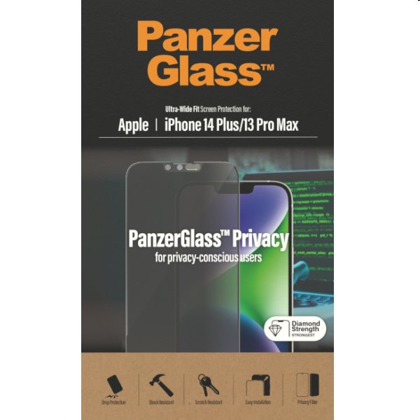 Ochranné sklo PanzerGlass UWF Privacy AB pre Apple iPhone 14 Plus, 13 Pro Max, čierna P2773