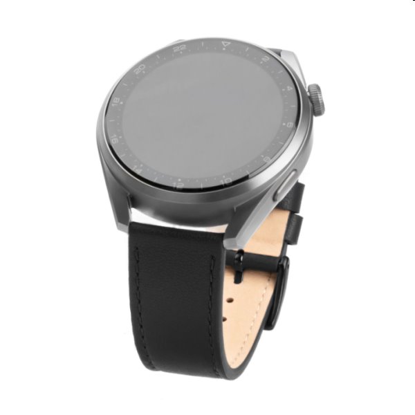 FIXED Kožený remienok s Quick Release so šírkou 20 mm pre inteligentné hodinky, čierna FIXLST-20MM-BK
