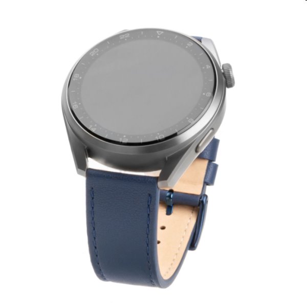 FIXED Kožený remienok s Quick Release so šírkou 22 mm pre inteligentné hodinky, modrá FIXLST-22MM-BL