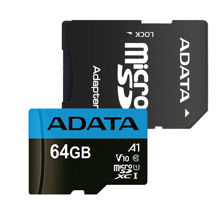 ADATA Micro SDXC Premier 64 GB, SD adaptér, UHS-I A1, Class 10, rýchlosť 85 MBs AUSDX64GUICL10A1-RA1
