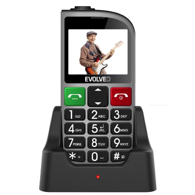 Evolveo EasyPhone FM, sivá, nabíjací stojan - SK distribúcia EP-800-FMS