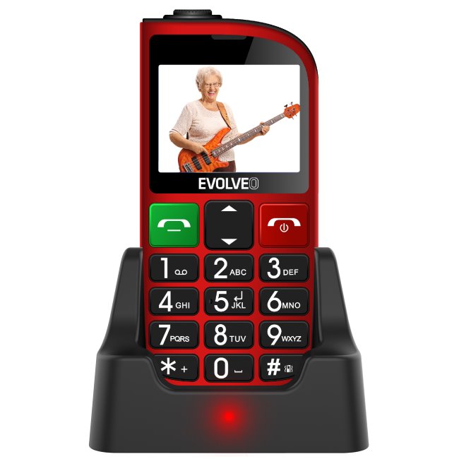 Evolveo EasyPhone FM, červená, nabíjací stojan - SK distribúcia EP-800-FMR