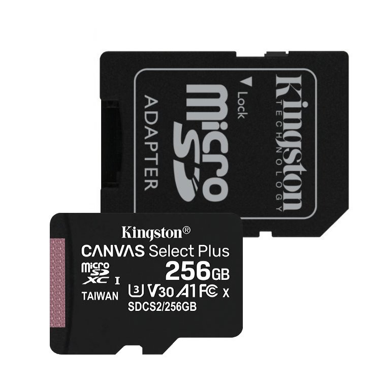 Kingston Canvas SeIect Plus Micro SDXC 256 GB , SD adaptér, UHS-I A1, Class 10 - rýchlosť 10085 MBs SDCS2256GB
