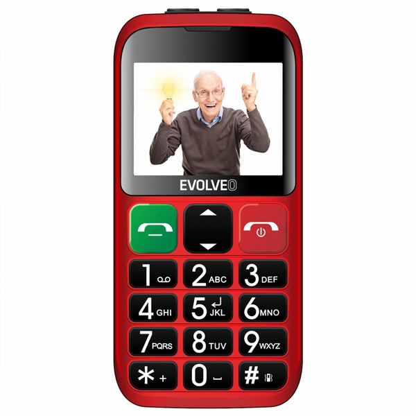 Evolveo EasyPhone EB, červený a nabíjací stojan