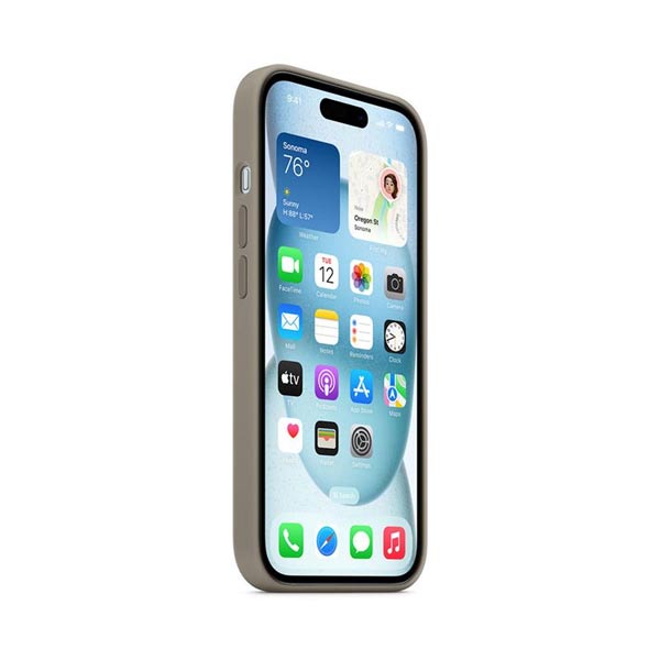 Silikónový zadný kryt pre Apple iPhone 15 s MagSafe, ílovo sivá