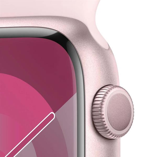 Apple Watch Series 9 GPS 45mm ružová , hliníkové puzdro so športovým remienkom svetlá ružová - S/M