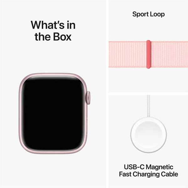 Apple Watch Series 9 GPS 45mm ružová , hliníkové puzdro so športovým remienkom svetlá ružová