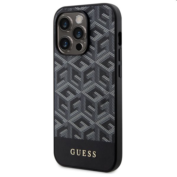 Zadný kryt Guess PU G Cube MagSafe pre Apple iPhone 15 Pro Max, čierna