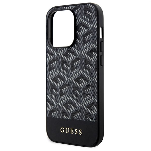 Zadný kryt Guess PU G Cube MagSafe pre Apple iPhone 15 Pro Max, čierna