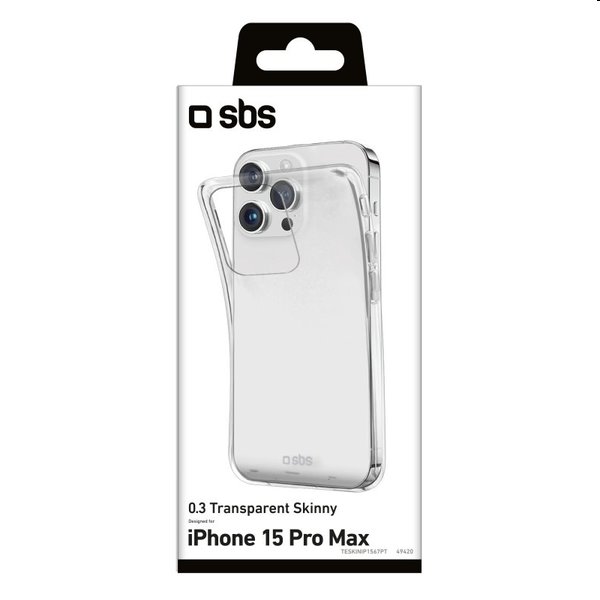 Zadný kryt SBS Skinny pre Apple iPhone 15 Pro Max, transparentná