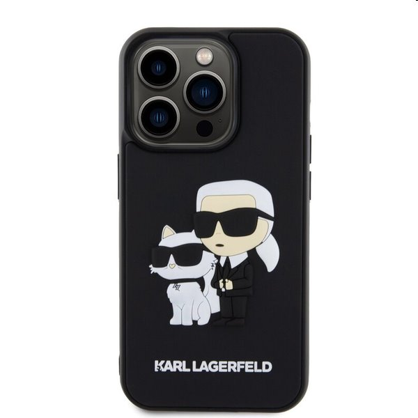 Zadný Karl Lagerfeld 3D Rubber Karl and Choupette pre Apple iPhone 13 Pro, čierna