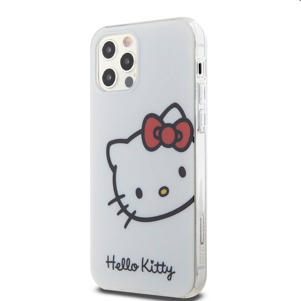 Zadný kryt Hello Kitty IML Head Logo pre Apple iPhone 12/12 Pro, biela