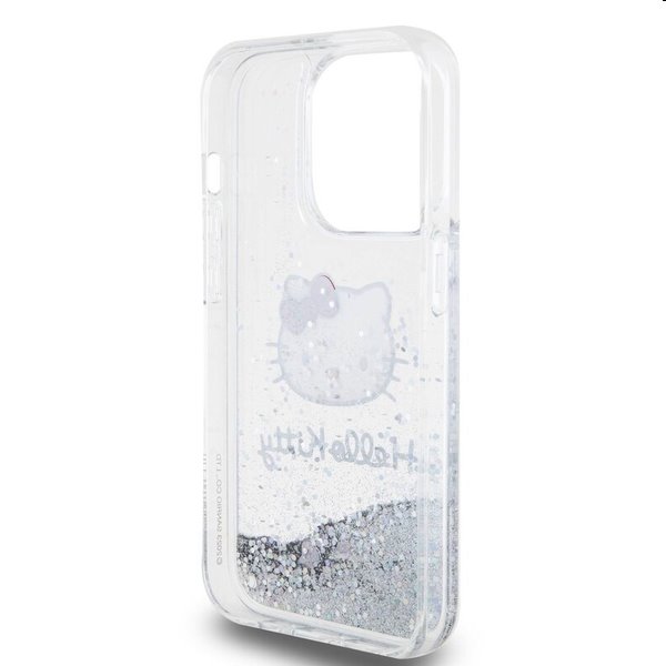 Zadný krytHello Kitty Liquid Glitter Electroplating Head Logo pre Apple iPhone 15 Pro, transparentná