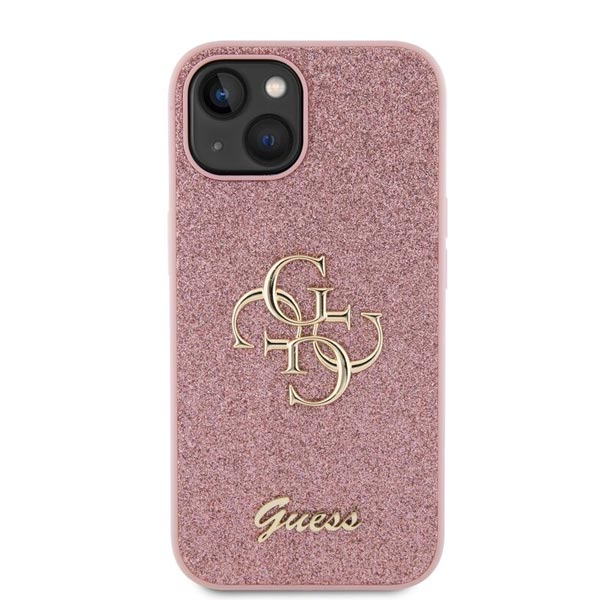Zadný Kryt Guess PU Fixed Glitter 4G Metal Logo pre iPhone 13, ružová