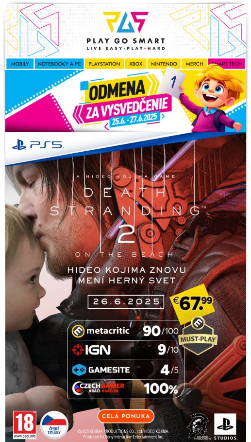 🎮 Najlepšia odmena za vysvedčenie? Herný zážitok roka - Death Stranding 2 vychádza už zajtra! 🖐️