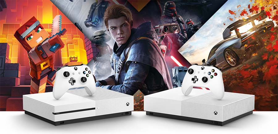 Xbox One S 1TB All-Digital Edition Two Controller Bundle, Xbox One S 1TB  Disc-Free Console, 2 Wireless Controllers, Download Codes for Minecraft,  Sea of Thieves and Fortnite Battle Royale 