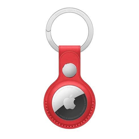 Kožené puzdro na kľúče pre Apple AirTag, červená