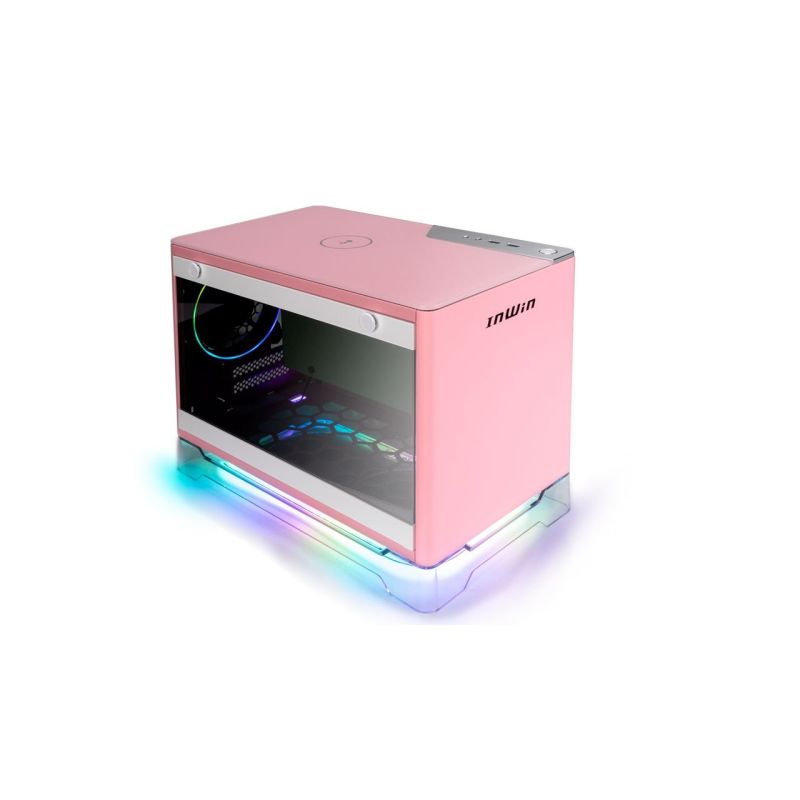 In Win A1 Plus pink, PSU 650W GOLD included, Mini ITX, TG, ARGB Fans, Qi 10W Charging A1 PLUS PINK