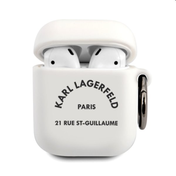 Karl Lagerfeld Rue St Guillaume silikónový obal pre Apple AirPods 1/2, biely Karl Lagerfeld Rue St Guillaume silikónový obal pre Apple AirPods 1/2, biely