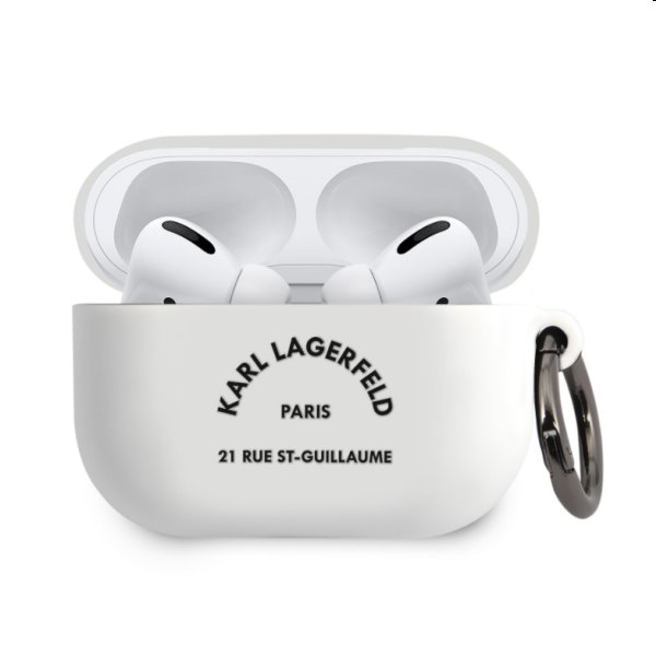 Karl Lagerfeld Rue St Guillaume silikónový obal pre Apple AirPods Pro, biely Karl Lagerfeld Rue St Guillaume silikónový obal pre Apple AirPods Pro, biely
