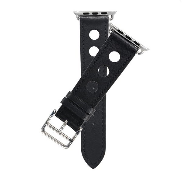 Kožený dierovaný remienok COTEetCI pre Apple Watch 42/44/45mm, čierny