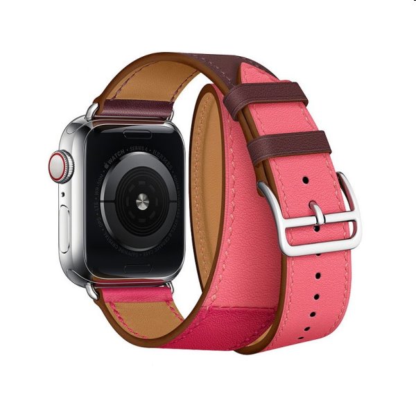 Remienok z teľacej kože (dlhý) COTEetCI pre Apple Watch 38/40/41mm, fialovo/ružový