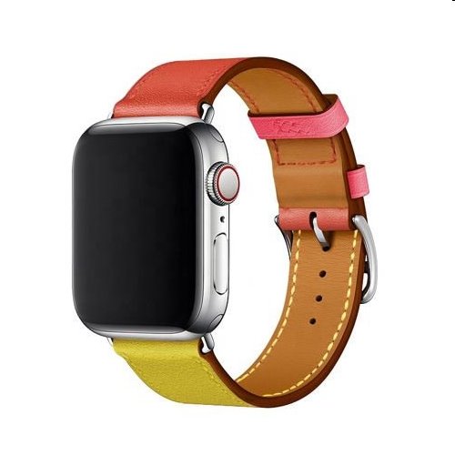 Remienok z teľacej kože (krátky) COTEetCI pre Apple Watch 42/44/45m, oranžovo/ružový