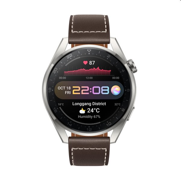 Luxusné smart hodinky – Huawei Watch 3 Pro, brown