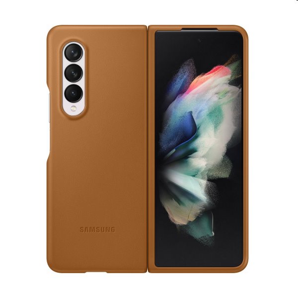 Zadný kryt Leather Cover pre Samsung Galaxy Z Fold3, hnedá