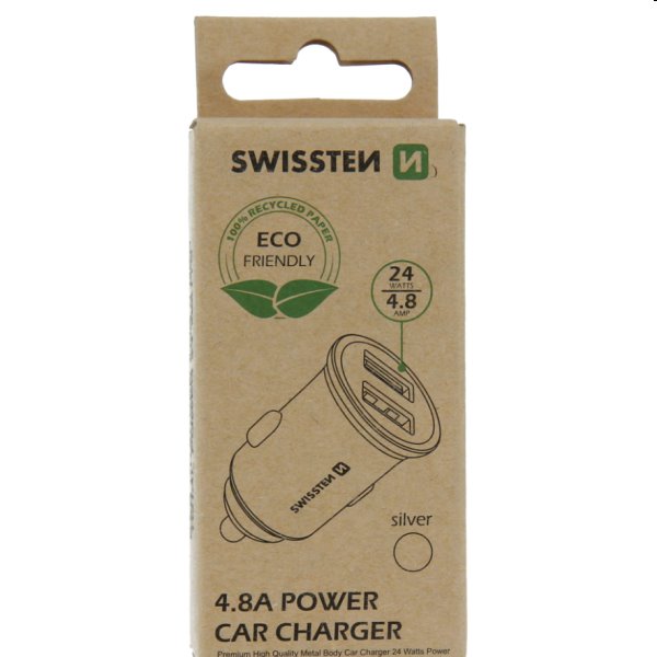 E-shop CL adaptér Swissten 2 x USB 4,8A, strieborná 20115100ECO