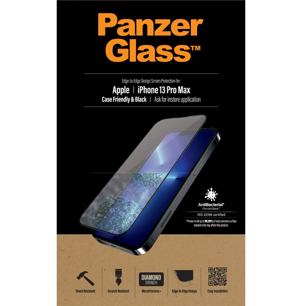 Ochranné temperované sklo PanzerGlass Case Friendly pre Apple iPhone 13 Pro Max, čierne PRO2746