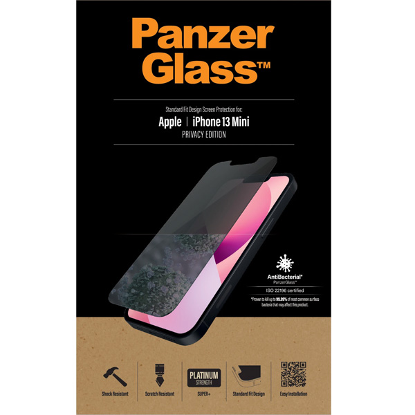 Ochranné temperované sklo PanzerGlass Standard Fit AB s privátnym filtrom pre Apple iPhone 13 mini, transparentná