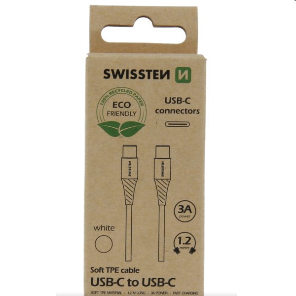 Swissten Data Cable USB-C / USB-C 1.2 m, biely