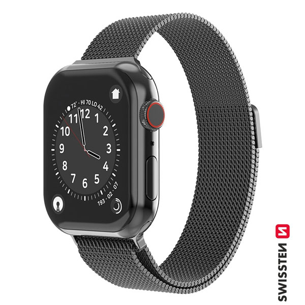 Swissten Milanese Loop remienok pre Apple Watch 38-40, grafitová čierna