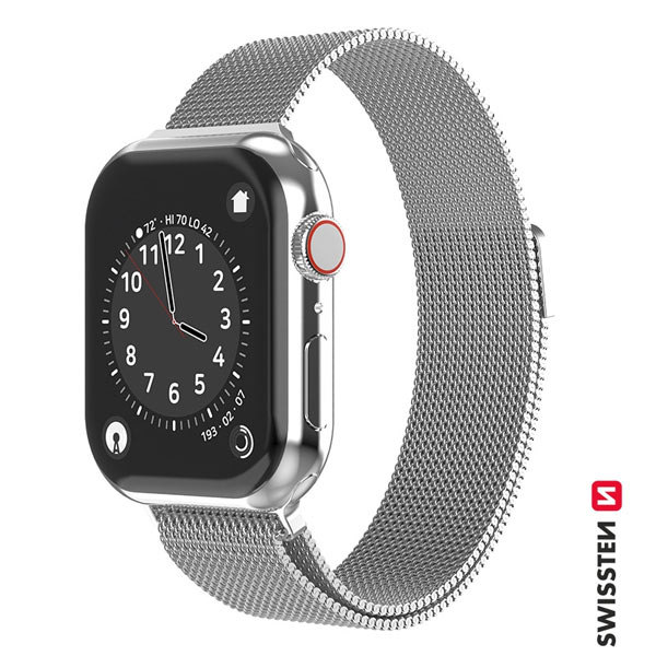 Swissten Milanese Loop remienok pre Apple Watch 38-40, strieborná 46000202
