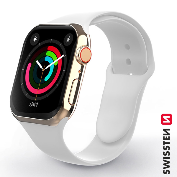 Swissten silikónový remienok pre Apple Watch 42-44, biely
