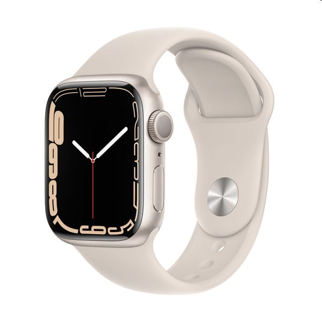 Apple Watch Series 7 GPS (41mm), hviezdna biela, Trieda B - použité, záruka 12 mesiacov