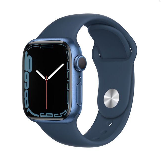 Apple Watch Series 7 GPS (45mm), modrá, so športovým remienkom tmavá námornická modrá  , Trieda A - použité, záruka 12 mesiacov