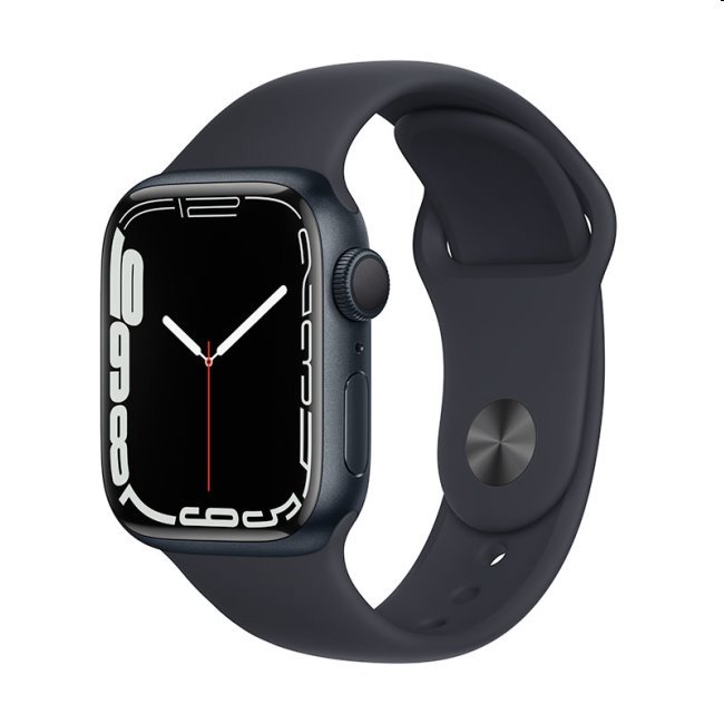 Apple Watch Series 7 GPS, 45mm polnočná , hliníkové puzdro so športovým remienkom polnočná - štandardná veľkosť