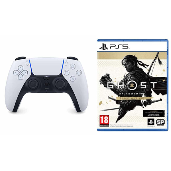 PlayStation 5 DualSense Wireless Controller, black & white + Ghost of Tsushima (Director’s Cut) CZ