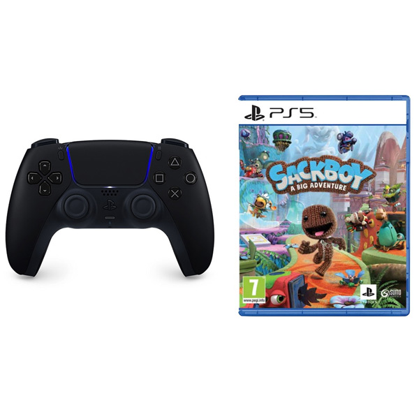 PlayStation 5 DualSense Wireless Controller, midnight black + Sackboy: A Big Adventure CZ CFI-ZCT1W