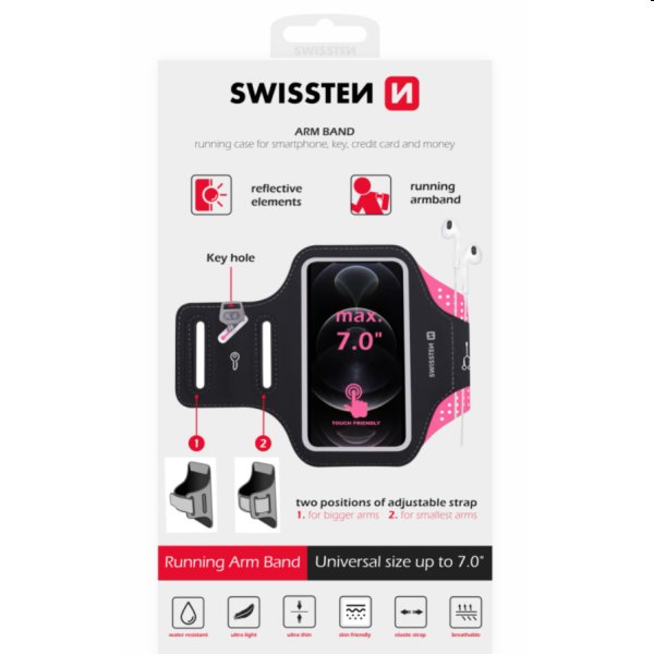 E-shop Športové puzdro Swissten Armband 7", ružová 32903700