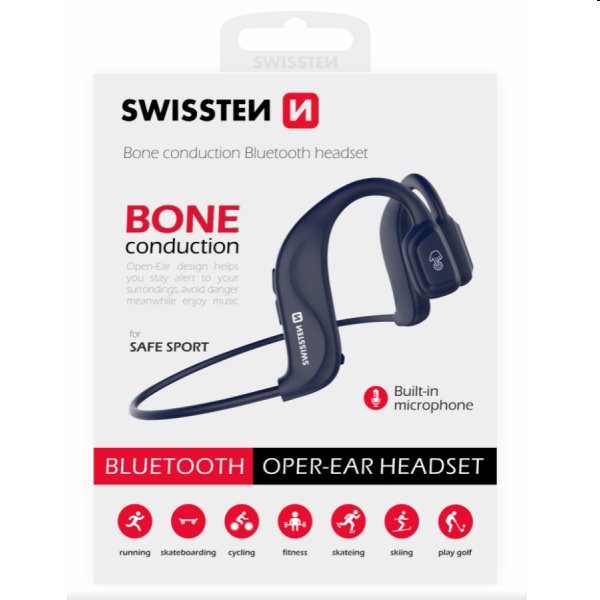 Swissten Bluetooth slúchadlá Bone Conduction, modré 51106092
