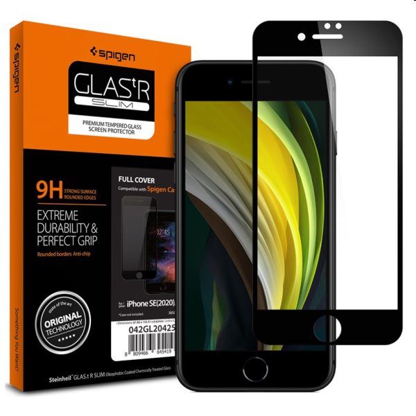 Tvrdené sklo Spigen FC HD pre Apple iPhone SE 20/SE 22/8/7, čierne